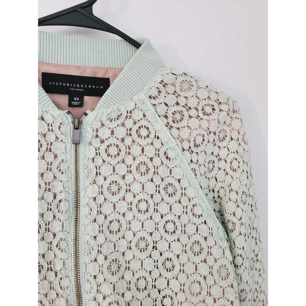 Victoria Beckham Mint Green Bomber Jacket Size XS